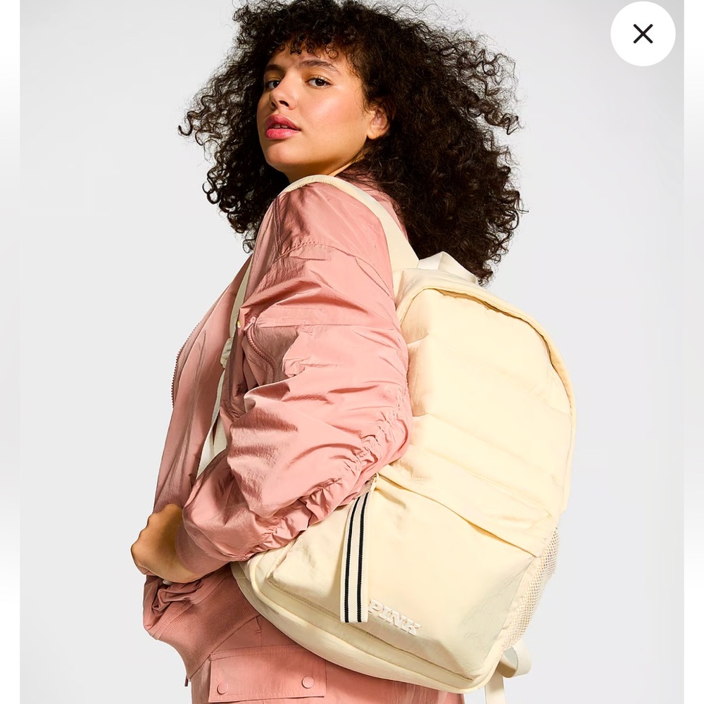 PINK Victoria’s Secret Quilted Puffer Backpack Color White Shell,One size